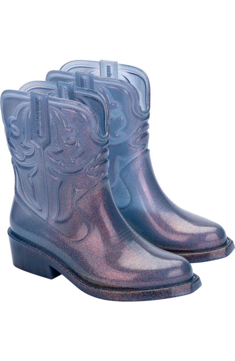 Mini Melissa Kids' Texas Western Boot, Main, color, Glitter Blue