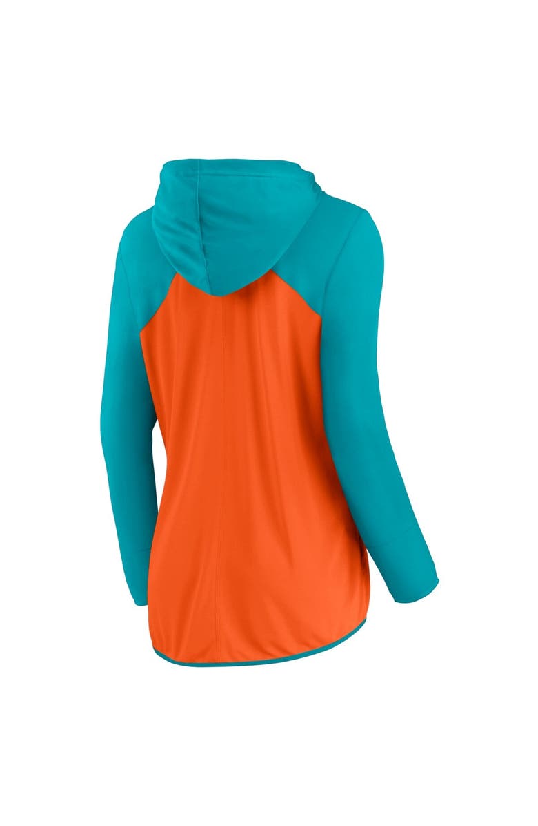 FANATICS Women's Fanatics Orange/Aqua Miami Dolphins Script Full-Zip Hoodie, Alternate, color, Orange
