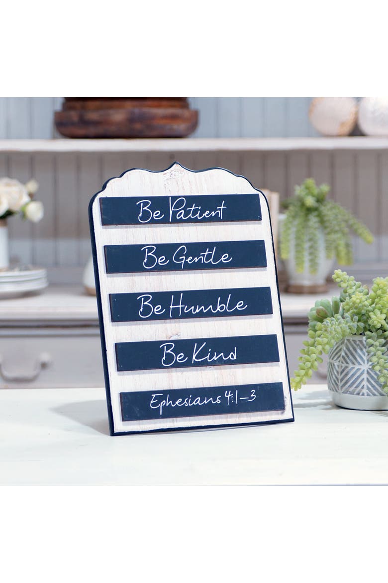 Be Patient Be Gentle Be Humble Be Kind Wooden Tabletop Sign, Main, color, Black