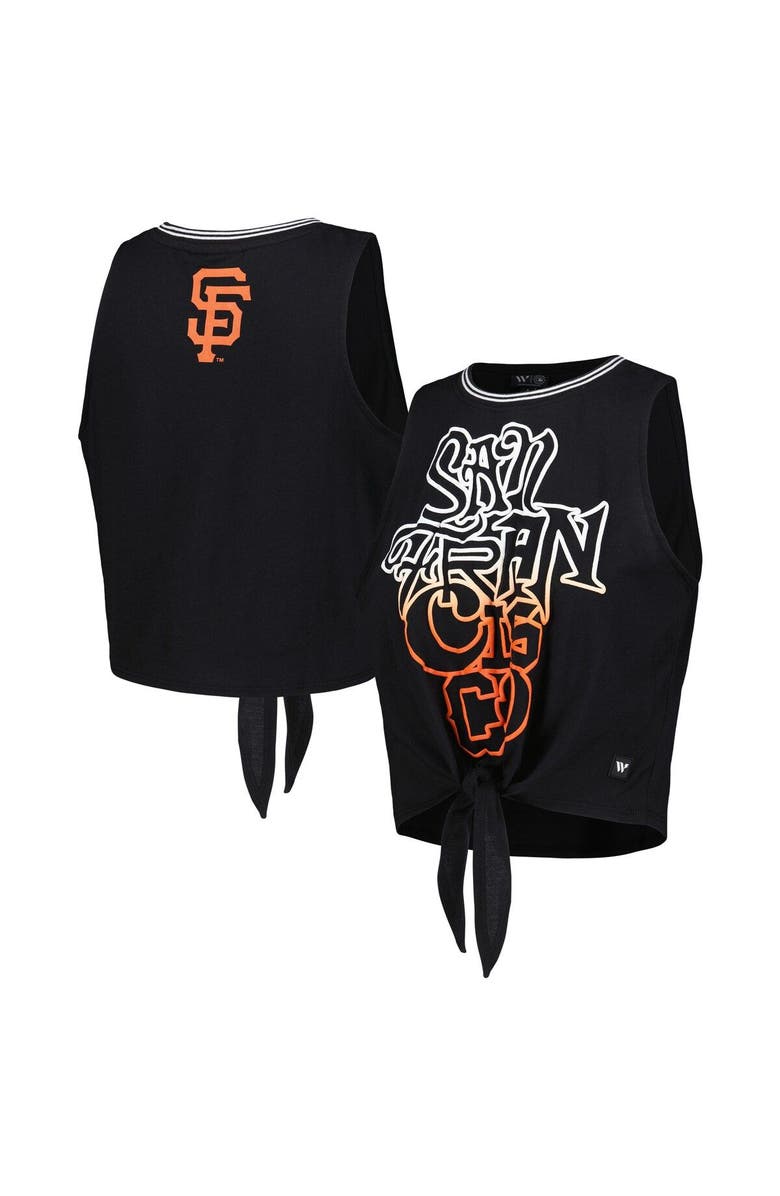 THE WILD COLLECTIVE Women's The Wild Collective Black San Francisco Giants Twisted Tie Front Tank Top, Main, color, Black