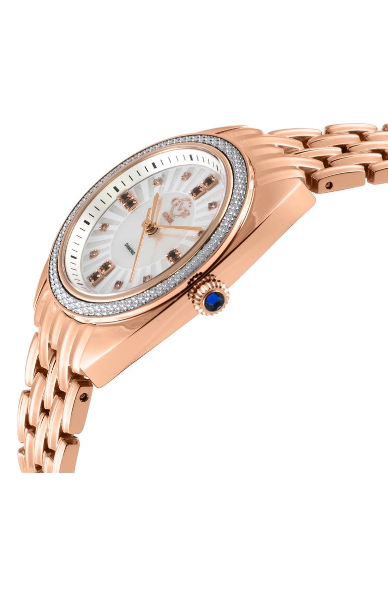 GV2 Palermo Gemstone Embellished Bracelet Watch, 35mm, Alternate, color, Rose Gold