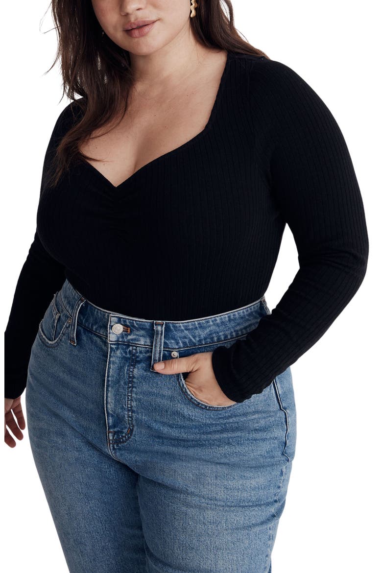 Sweetheart Rib Top, Main, color, TRUE BLACK
