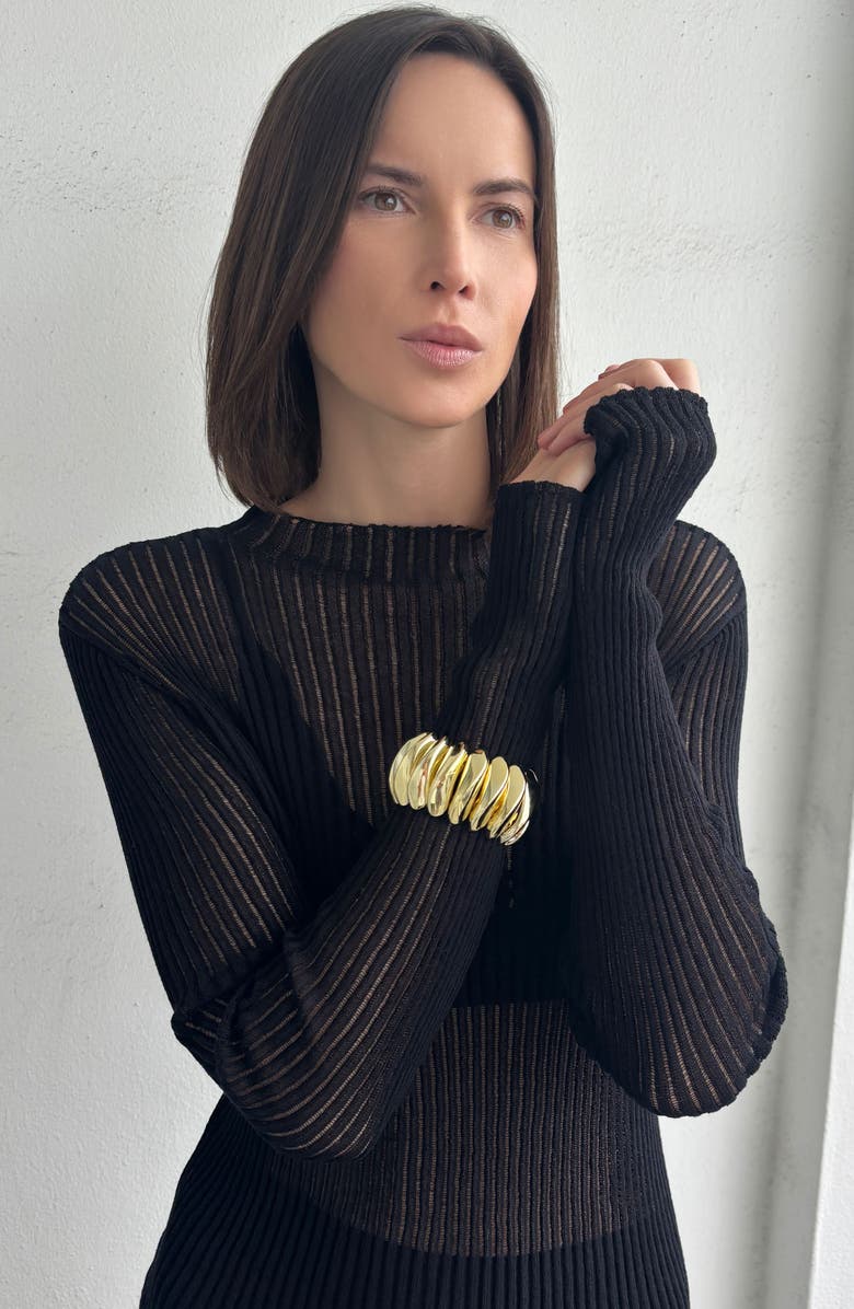 Adornia Puffy Link Stretch Bracelet, Alternate, color, Gold