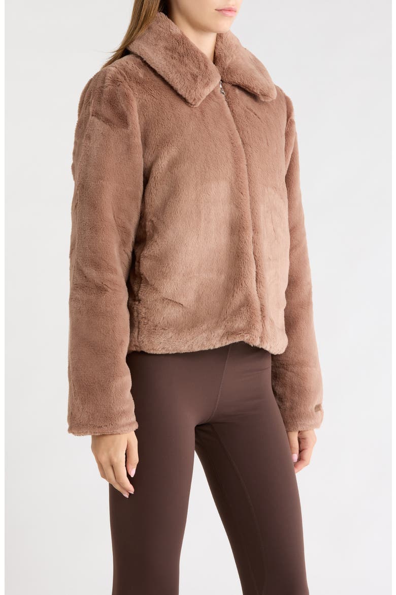 Plush Faux Fur Cropped Jacket, Alternate, color, BROWNIE