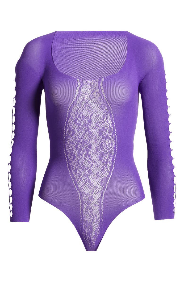 Hauty No Control Long Sleeve Teddy, Alternate, color, Purple