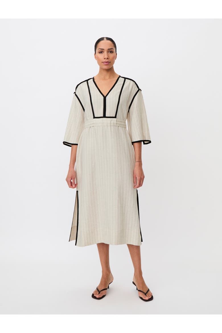 Maneyla Linen-Blend V-Neck Dress, Main, color, Fog