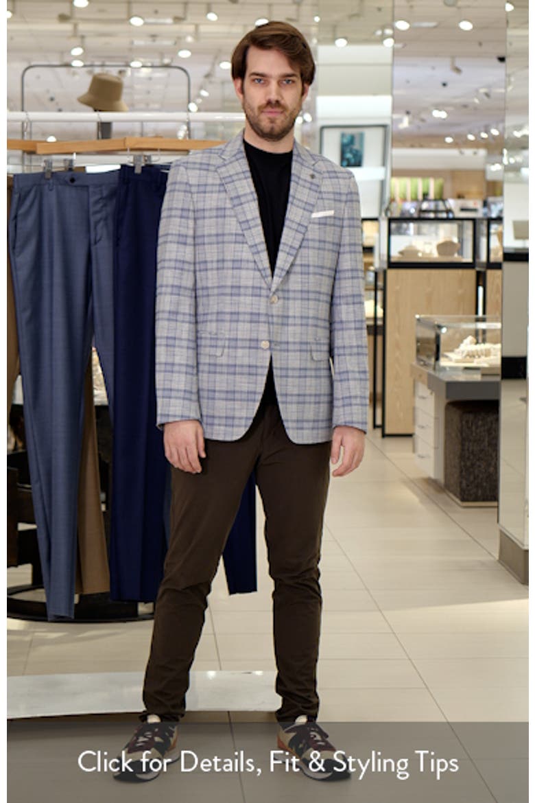 Hutson Slim Fit Slub Grey & Blue Plaid Sport Coat video