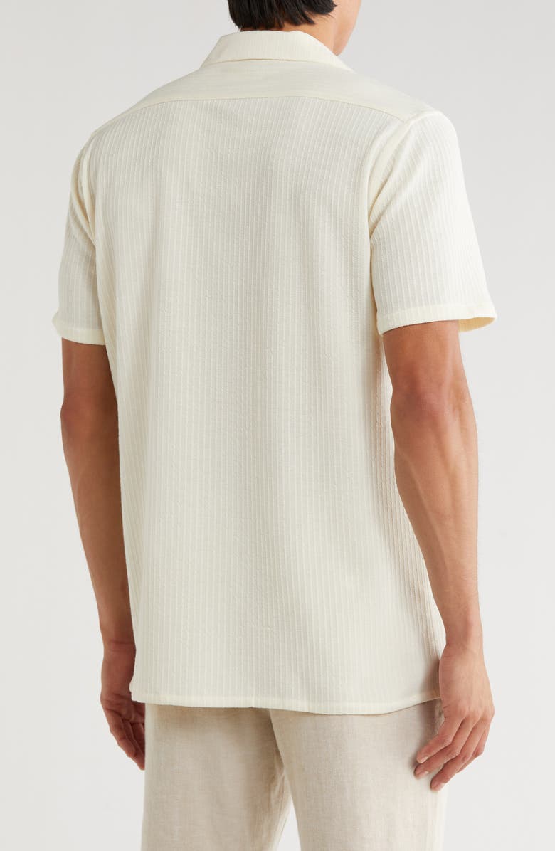T.R. PREMIUM Stripe Textured Short Sleeve Camp Shirt, Alternate, color, Cream