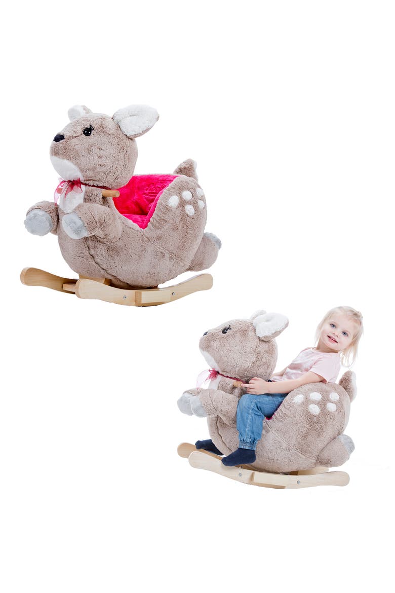 Little Rockers Deer Wooden Plush Ride, Alternate, color, Multicolored