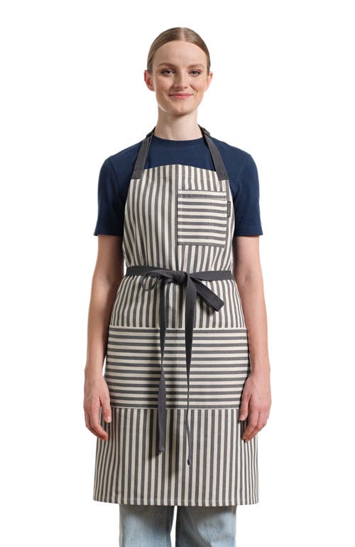 Meema Bib Apron with Pockets - Striped in Charcoal  product