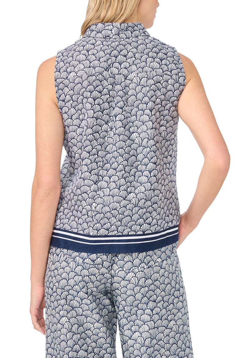 Shell Print Stretch Cotton Button-Up Top, Alternate, color, CLASSIC NAVY