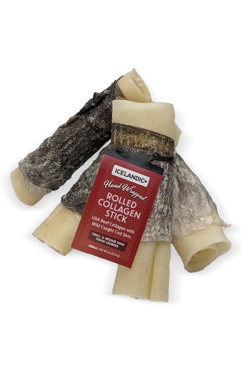 ICELANDIC+ 4 Inch Rolled Collagen Stick Beef and Cod Skin, 12 Pack, Alternate, color, Multicolored