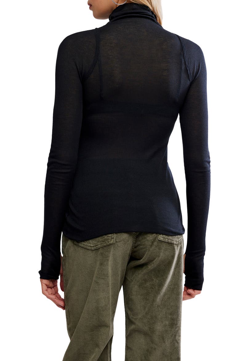 Close to Home Rib Turtleneck Top, Alternate, color, BLACK