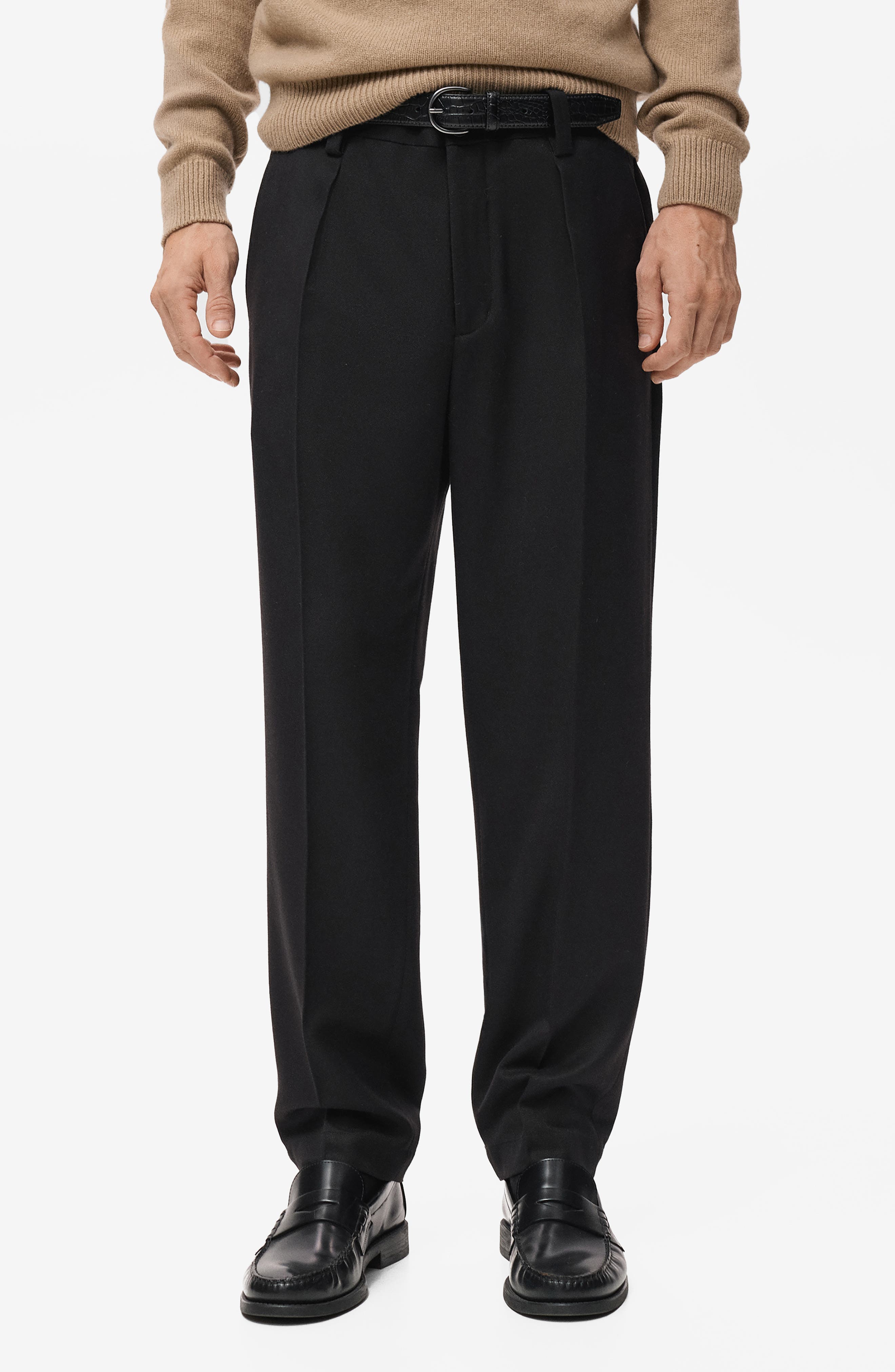 Regular Fit Pleated Pants