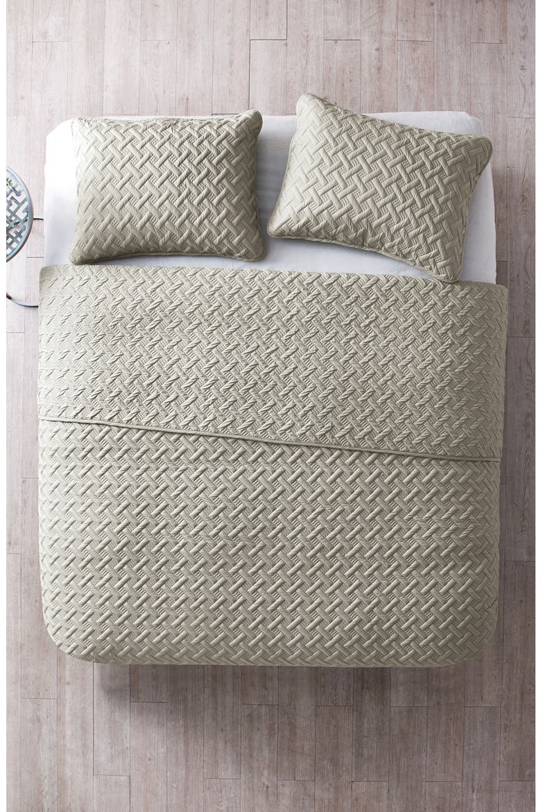 Nina Embossed Basketweave Quilt Set, Alternate, color, TAUPE
