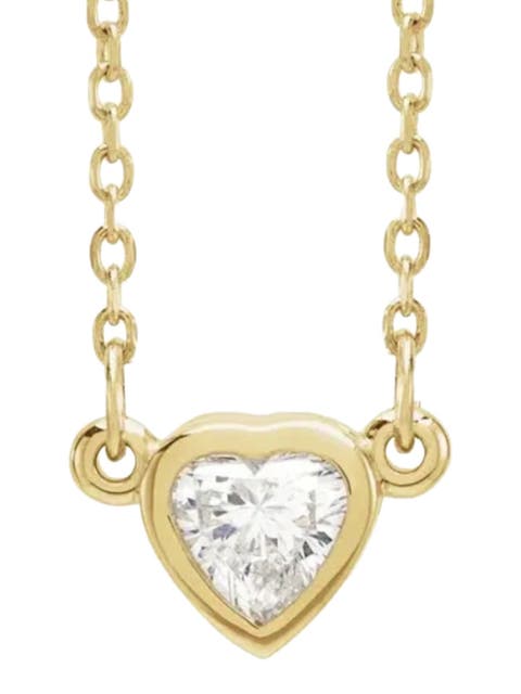 3/8ct Bezel Solitaire Heart Shape Diamond 14K Gold Lab Grown Necklace