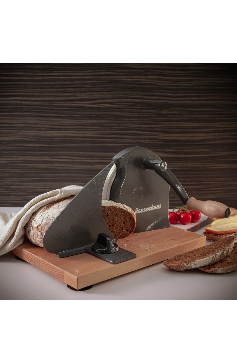 ZASSENHAUS Manual Bread Slicer, Hand Crank Home Bread Slicer, 11.75" x 8", Alternate, color, Gray