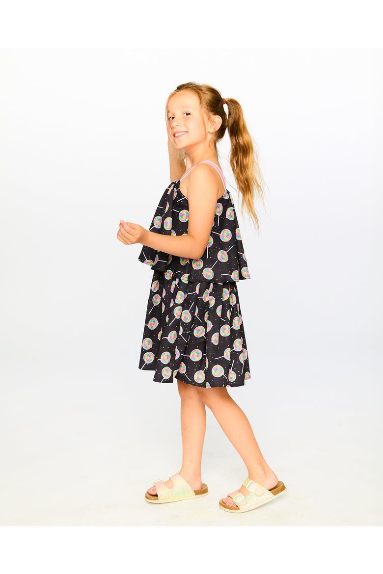 Sleeveless Woven Lollipop Dress, Alternate, color, Black Printed Lollipop