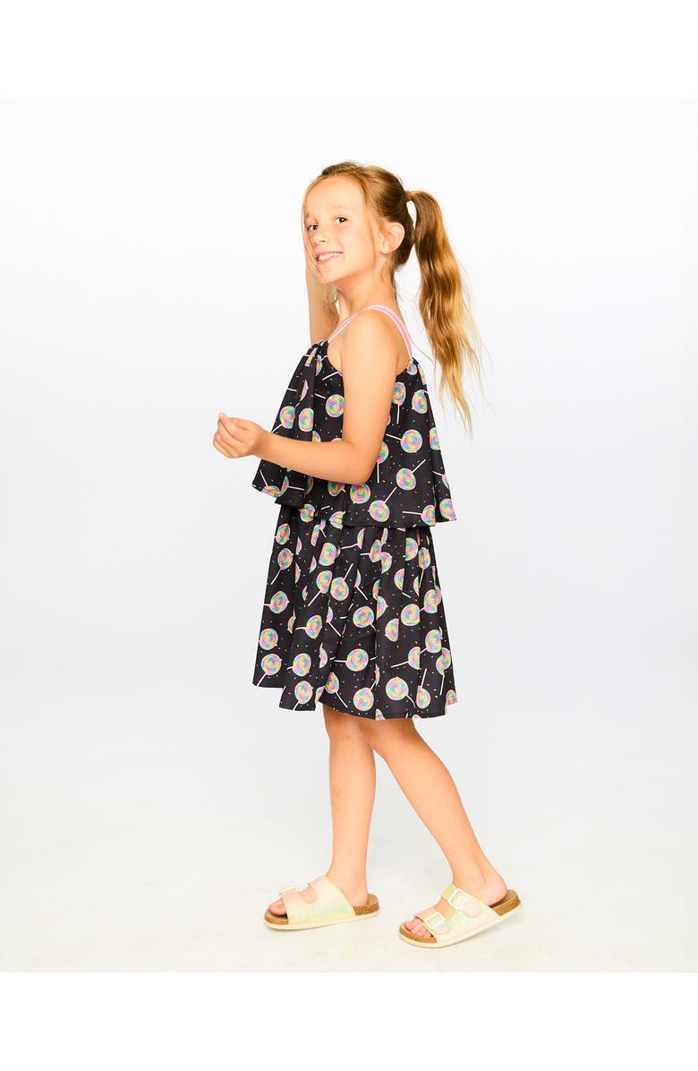 Deux par Deux Sleeveless Woven Lollipop Dress, Alternate, color, Black Printed Lollipop