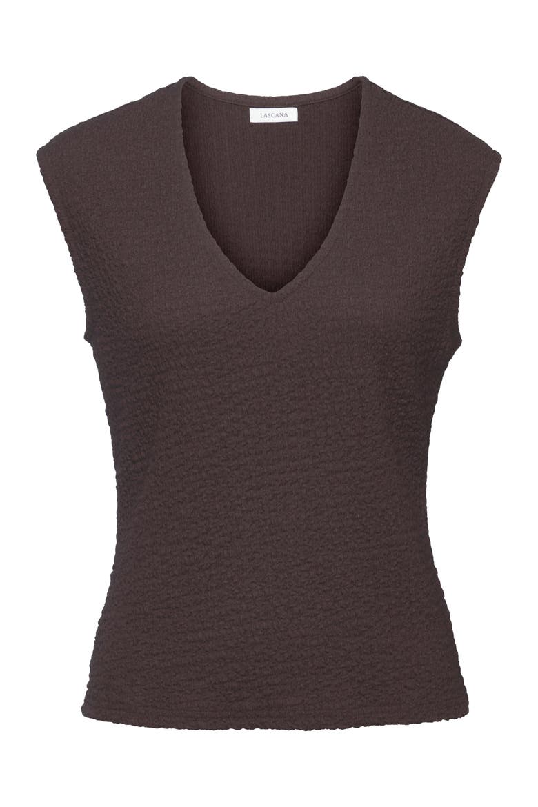 Sleeveless Textured Top, Alternate, color, Brown