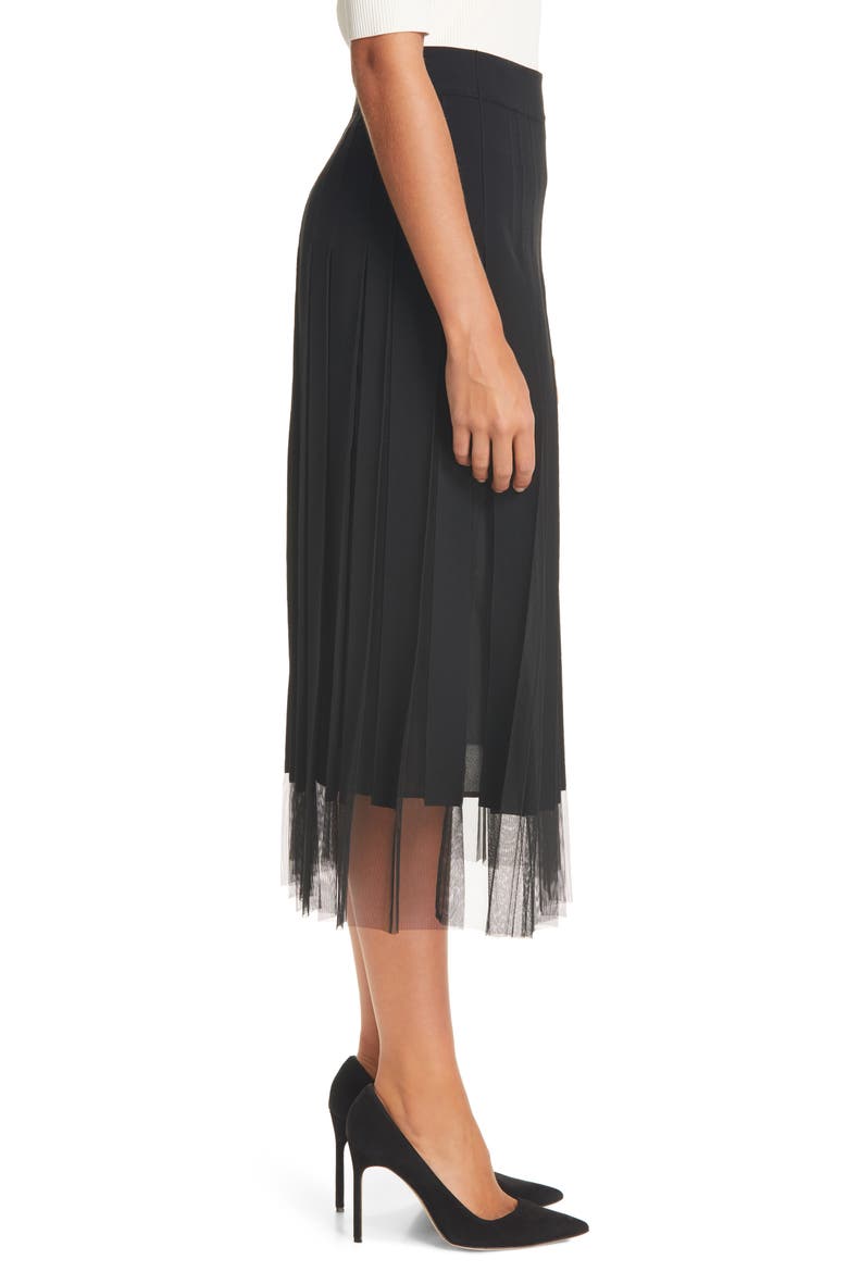 Voby Tulle Godet Pleated Skirt, Alternate, color, BLACK