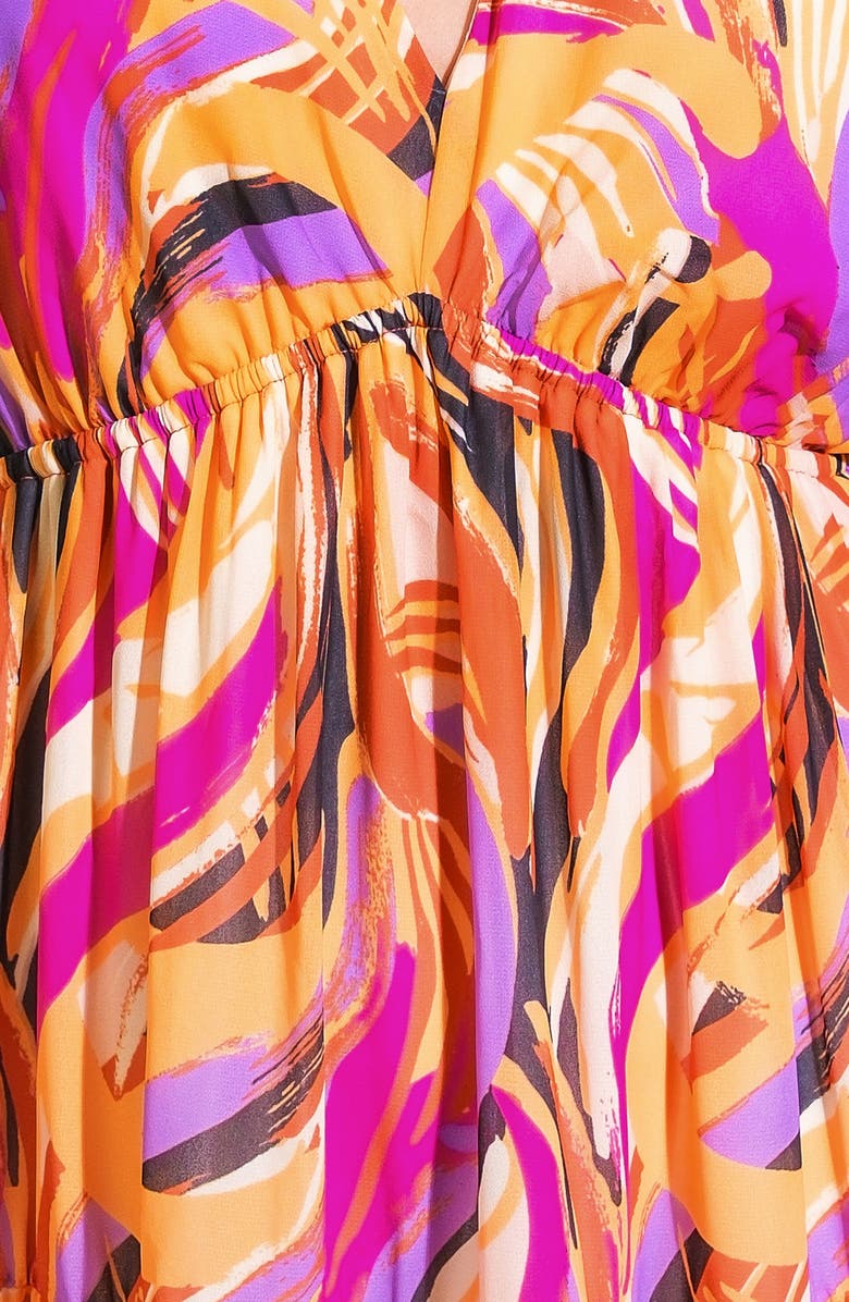 FLYING TOMATO Print Maxi Dress, Alternate, color, Mustard Magenta