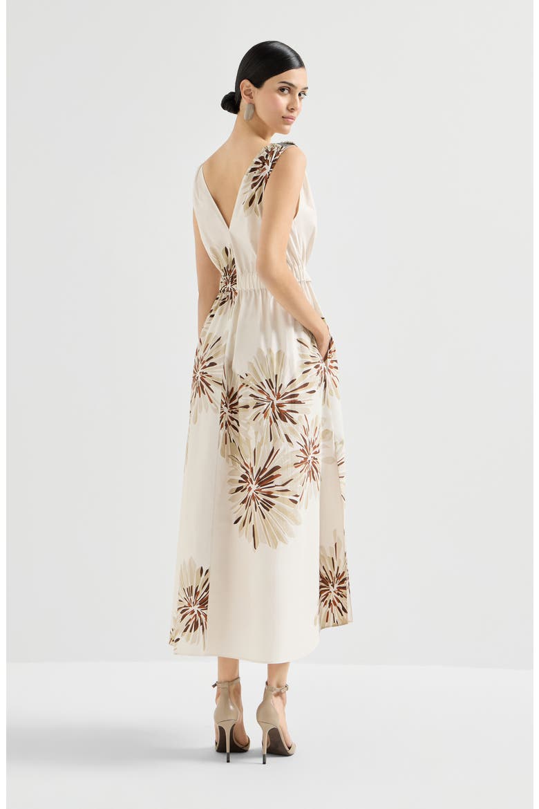 Bloom print poplin dress, Alternate, color, Beige