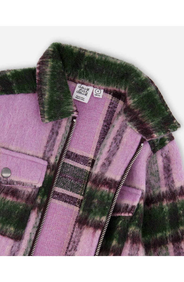 Deux par Deux Zipped Plaid Overshirt, Alternate, color, Mauve And Green