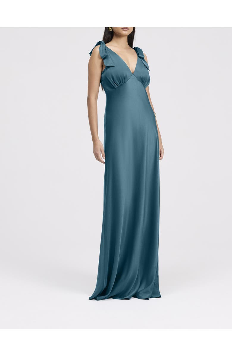 Ghost London Nora Tie Shoulder Satin Maxi Dress, Alternate, color, Emerald