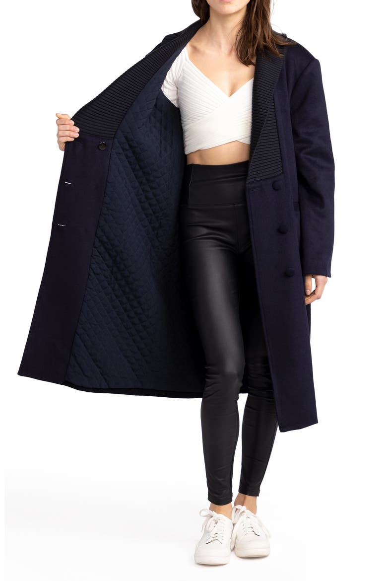 After Party Quilt Lined Wool Blend Coat, Alternate, color, NAVY