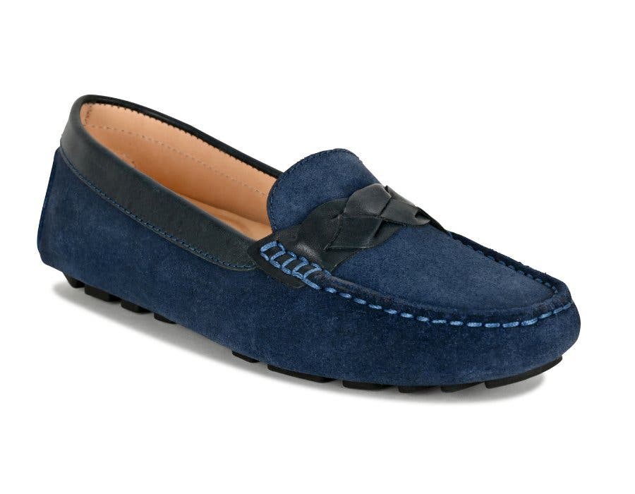 PIPER Leather Driving Loafer, Alternate, color, Navy