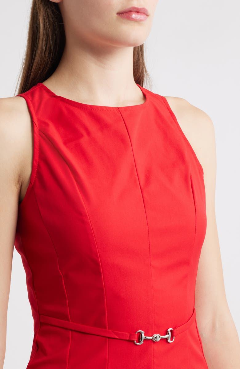 En Saison Clarisse Belted Midi Dress, Alternate, color, Poplin Red