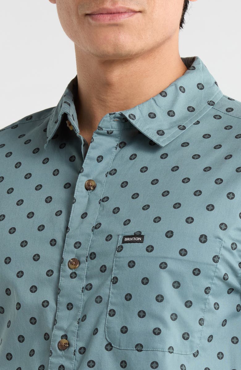 Brixton Charter Short Sleeve Stretch Cotton Blend Button-Up Shirt, Alternate, color, Micro Street Tile
