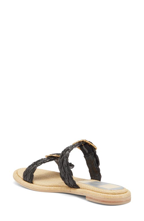Dolce Vita Alaina Womens Raffia Slip On Slide Sandals In Onyx