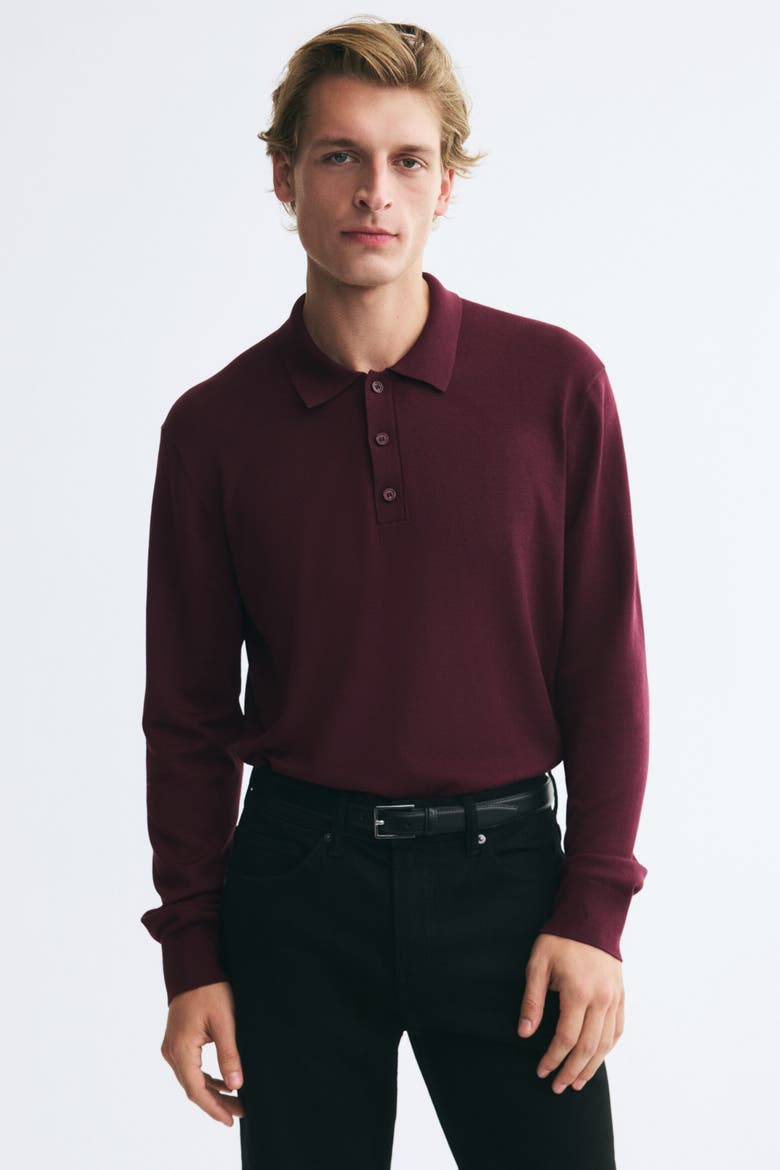 Regular-fit Knit Polo Shirt, Main, color, Burgundy