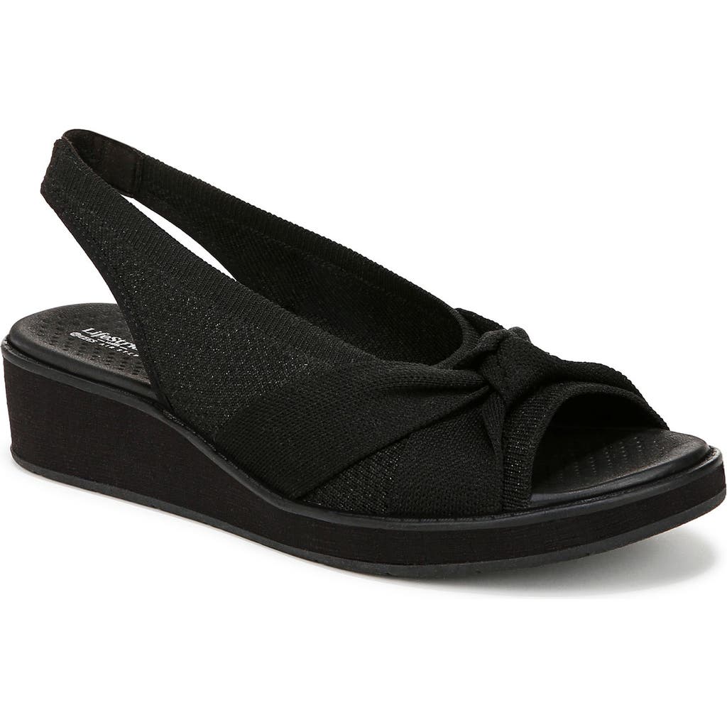 LifeStride Bell Slingback Wedge Sandal in Black Knit  product