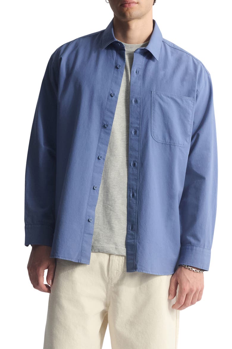 Cotton Button-Up Shirt, Main, color, BIJOU BLUE