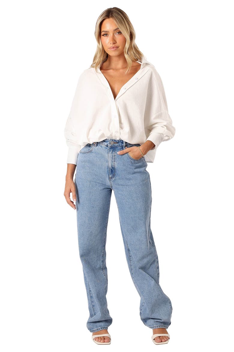 Mariah Solid Button-Up Shirt, Alternate, color, WHITE