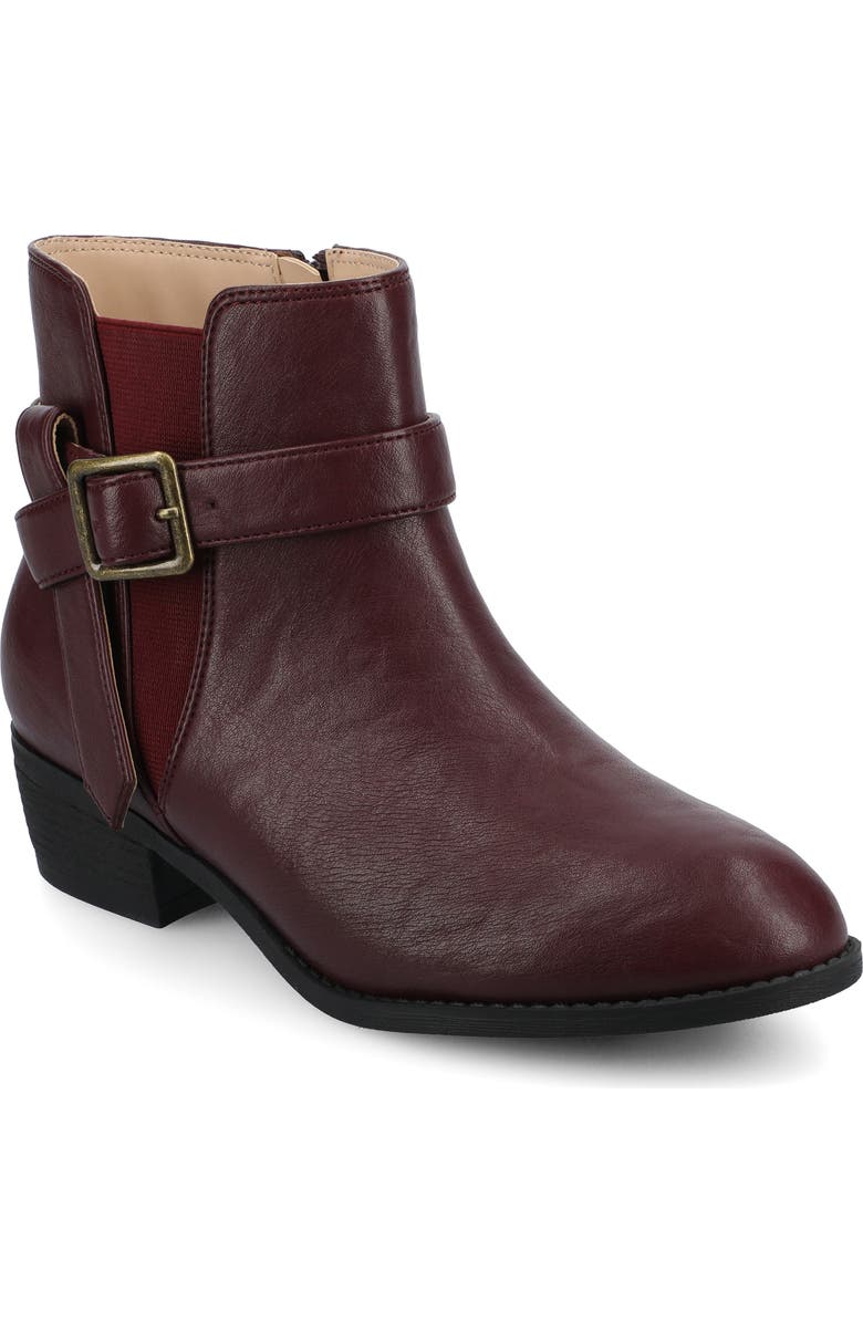 Journee Collection Devina Buckle Boot - Wide Width Available, Main, color, Oxblood