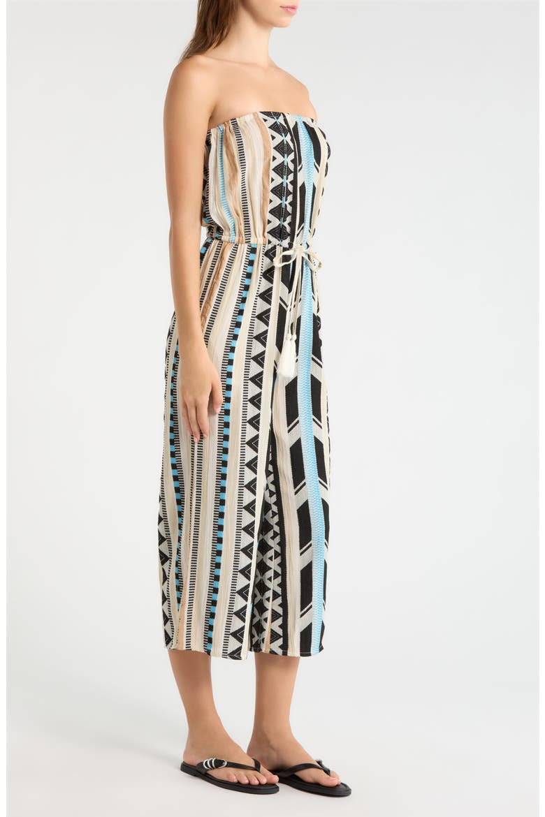 Embroidered Strapless Cover-Up Jumpsuit, Alternate, color, NEUTRAL AZTEC