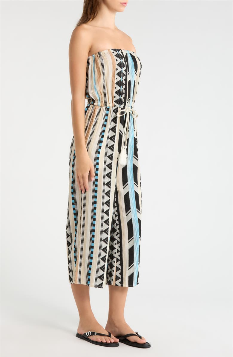 Elan Embroidered Strapless Cover-Up Jumpsuit, Alternate, color, Neutral Aztec