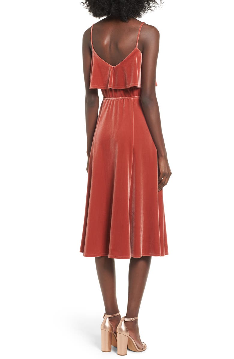 June & Hudson Velvet Midi Dress, Alternate, color, 