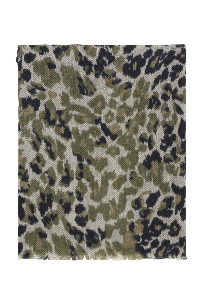 Leopard Print Scarf, Main, color, Medium Khaki