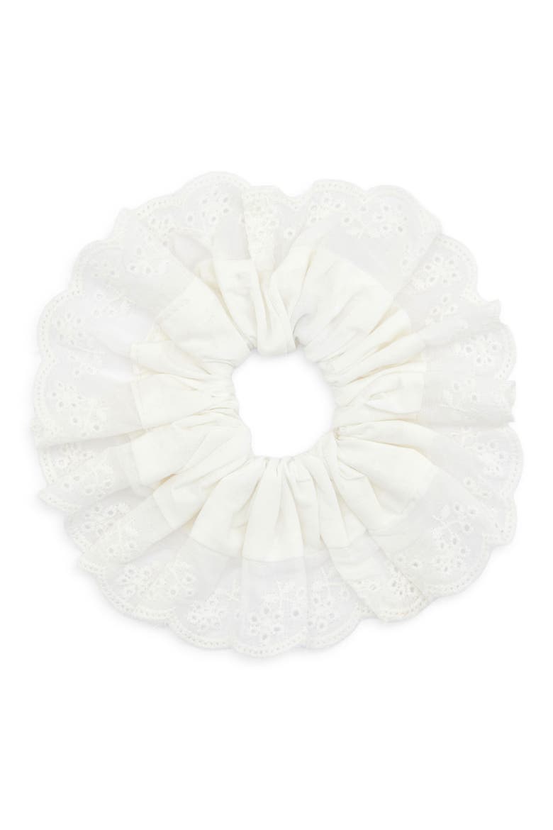 Oversize Eyelet Scrunchie, Main, color, IVORY