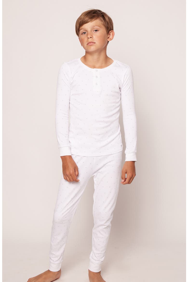 Fitted Two-Piece Cotton Blend Pajamas, Alternate, color, WHITE