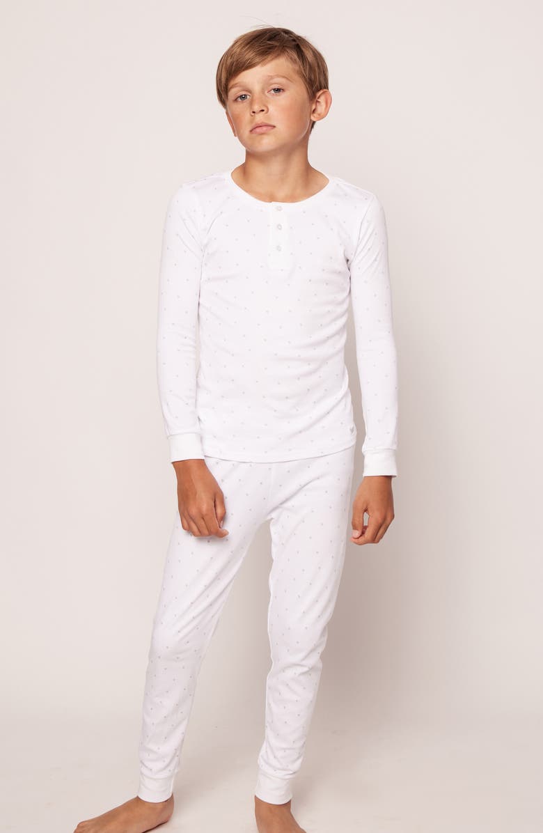 Petite Plume Kids' Grey Stars Fitted Two-Piece Pajamas, Alternate, color, White