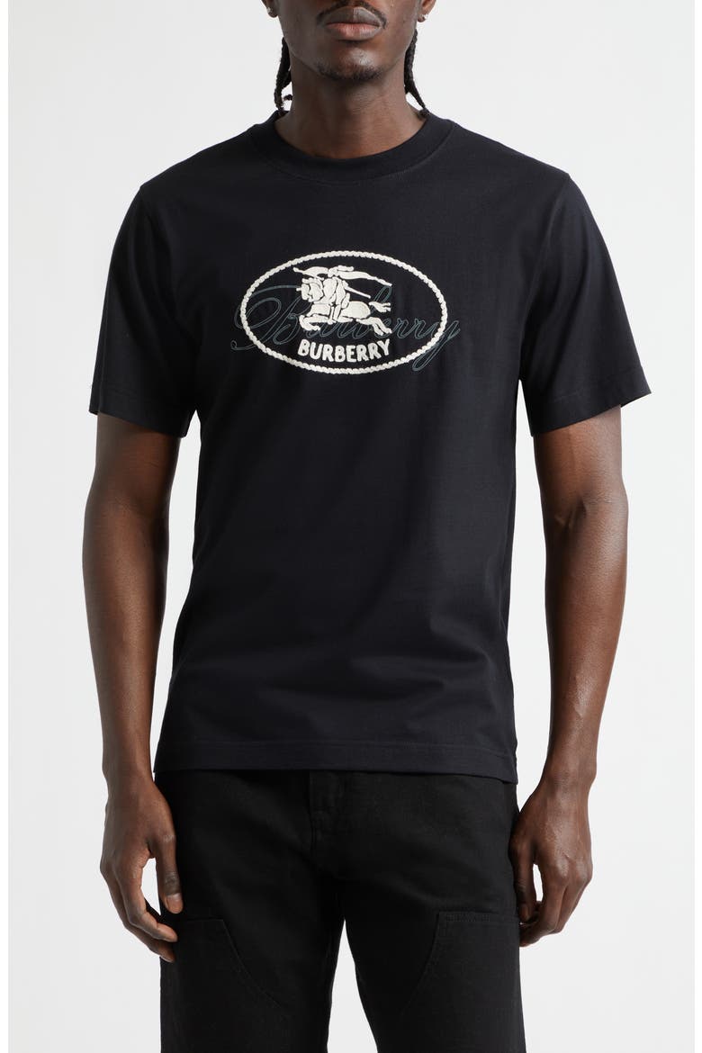 Ryan Embroidered EKD Script Graphic T-Shirt, Main, color, BLACK
