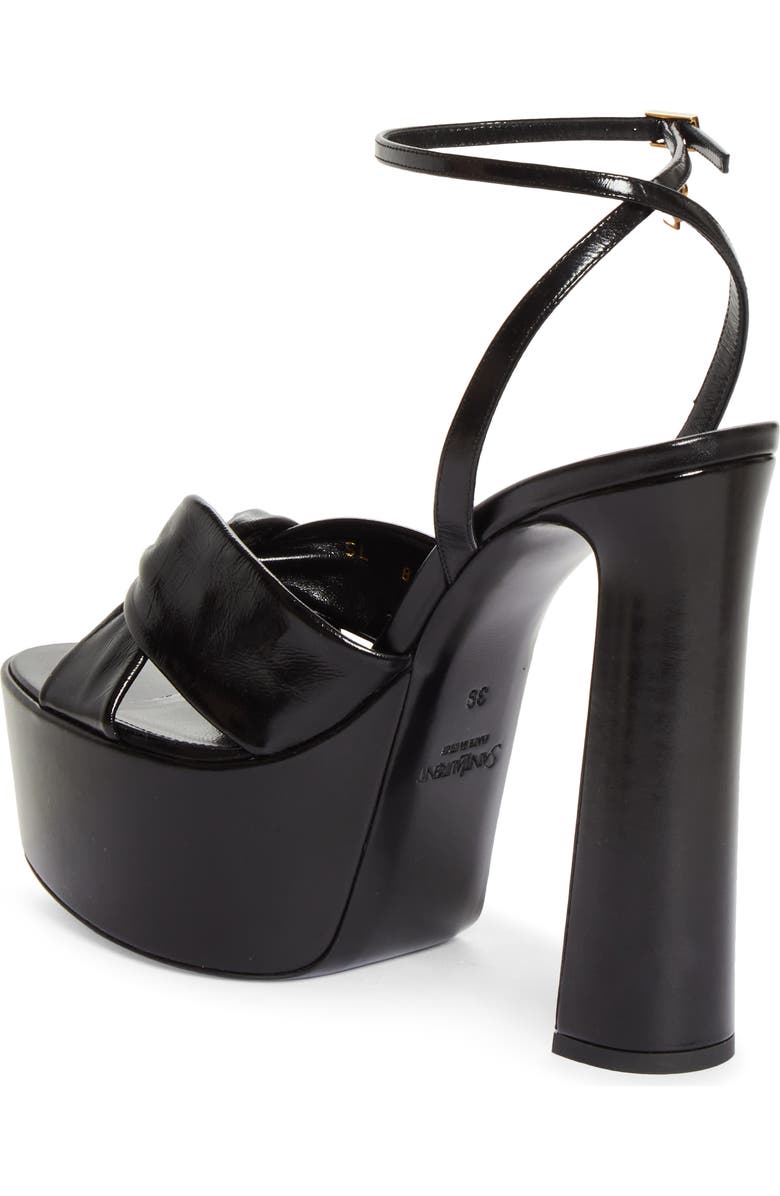 Saint Laurent Franciane Ankle Strap Platform Sandal, Alternate, color, Noir