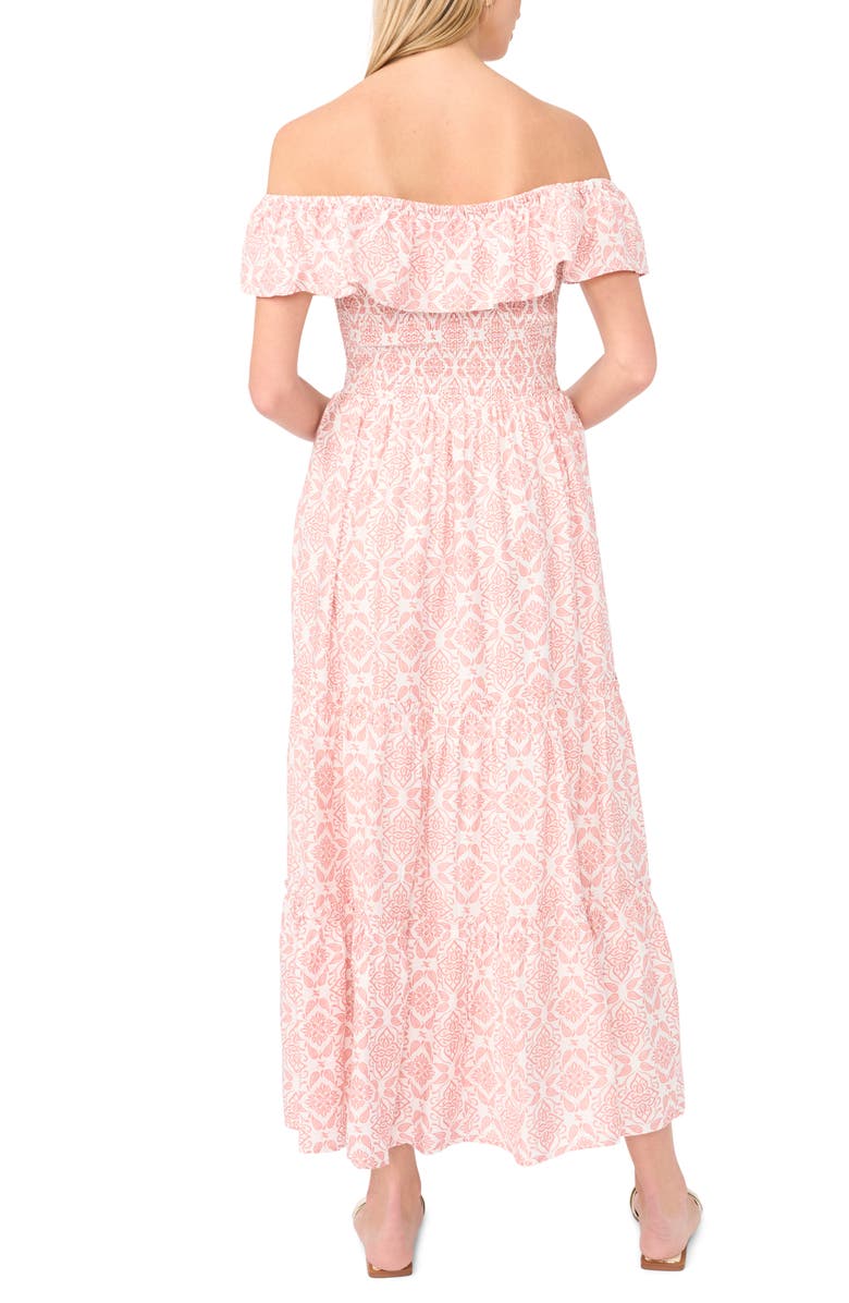 Vince Camuto Ruffle Off the Shoulder Smocked Bodice Tiered Sundress, Alternate, color, Rose Hip