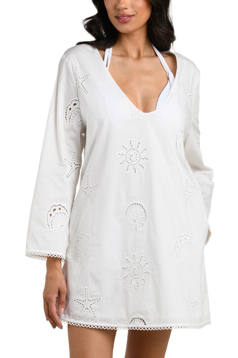 Bayside Eyelet Stretch Cotton Cover-Up Tunic, Alternate, color, WHITE